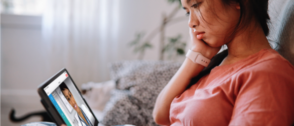 Patient at her home doing on demand visit